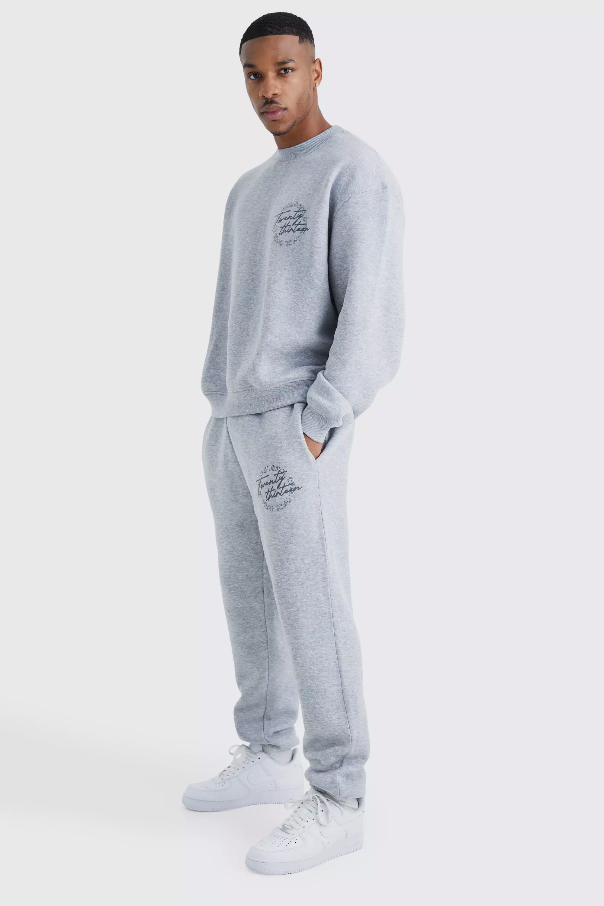 Oversized Slogan Sweatshirt Tracksuit